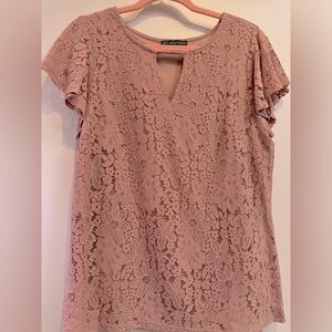 Adrianna Papell lace overlay short sleeve top